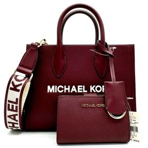 Michael Kors Mirella Small Crossbody Bag & Medium Zip Chain Wallet Ox Blood